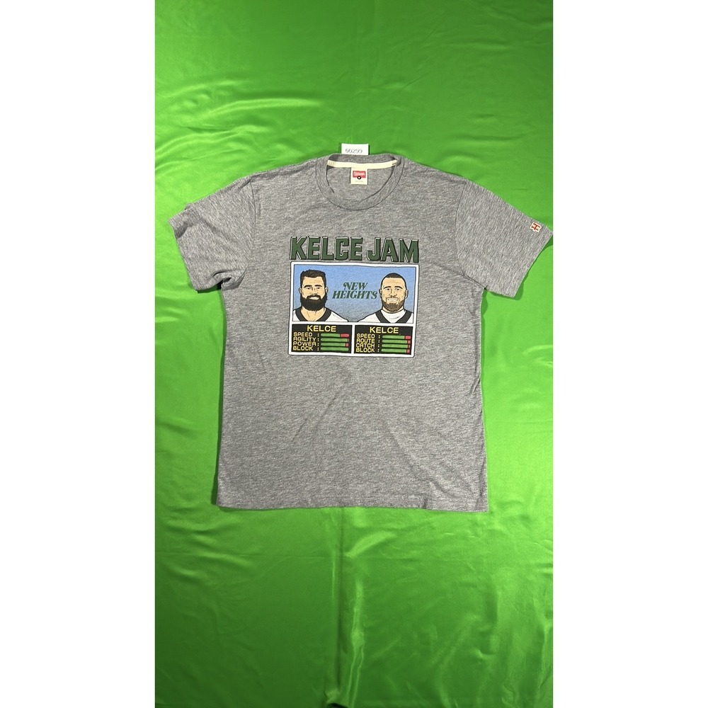 Homage Kelce Jam New Heights T-Shirt Heather Grey Medium Travis Jason Kelce Jam